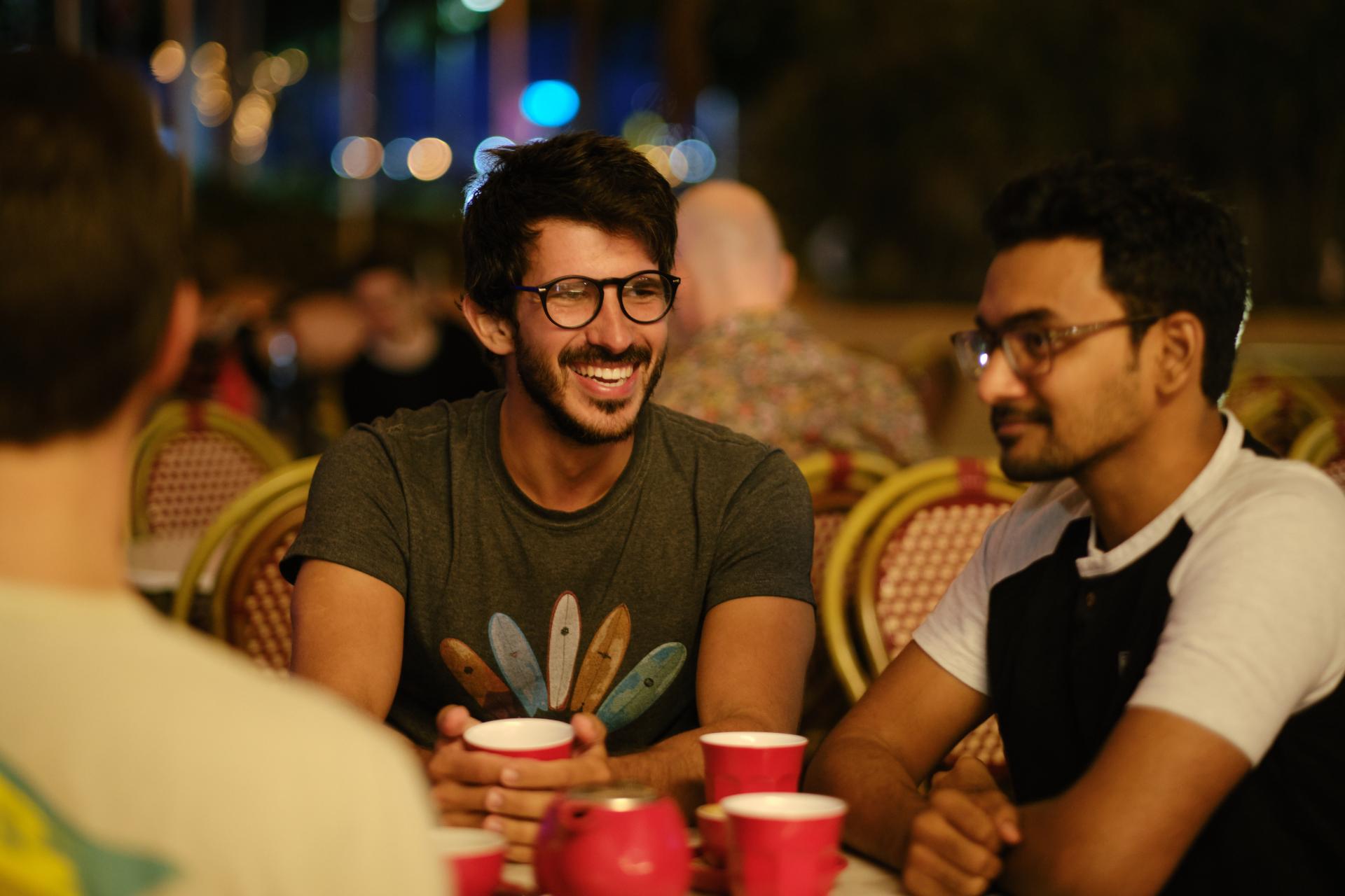 Students at a cafe. 